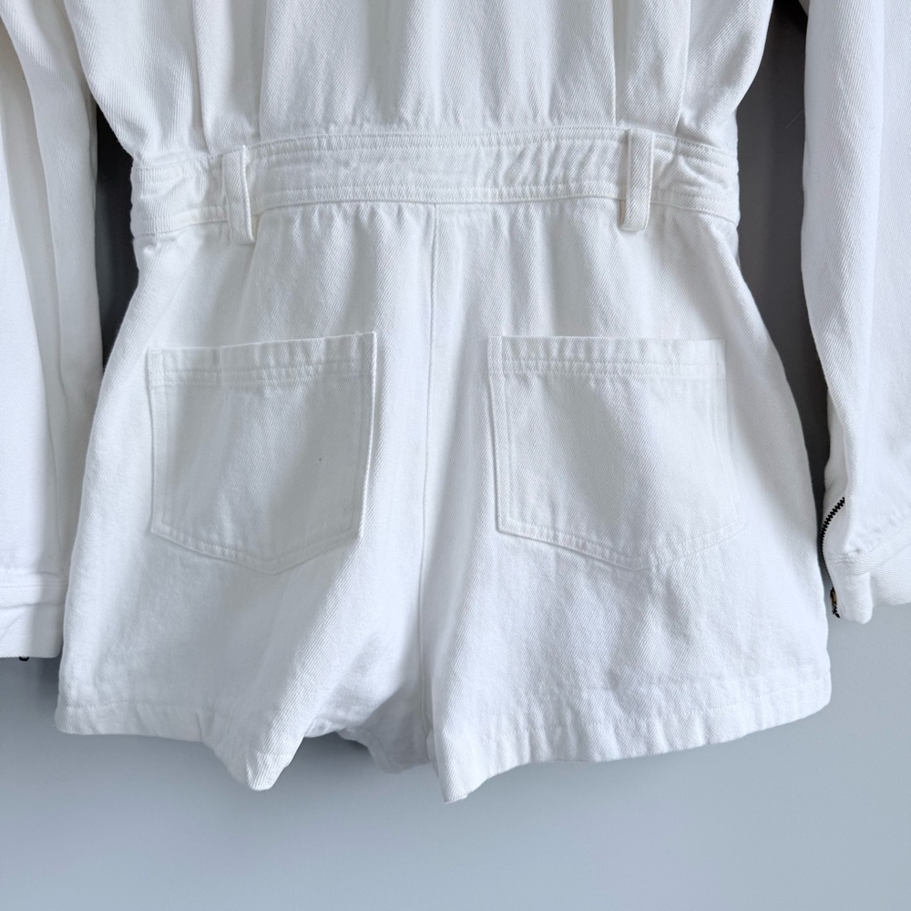 Lovers + Friends FRANKIE ROMPER M Bone White Denim Playsuit with Gold Accents - Picture 9 of 16